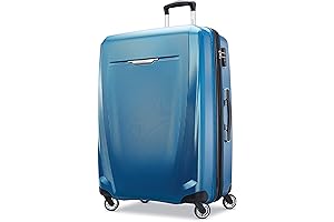 Samsonite Voltage: Winfield 3 DLX Hardside Expandable Luggage With Spinners, Checked-Large 28-Inch, Blue/Navy