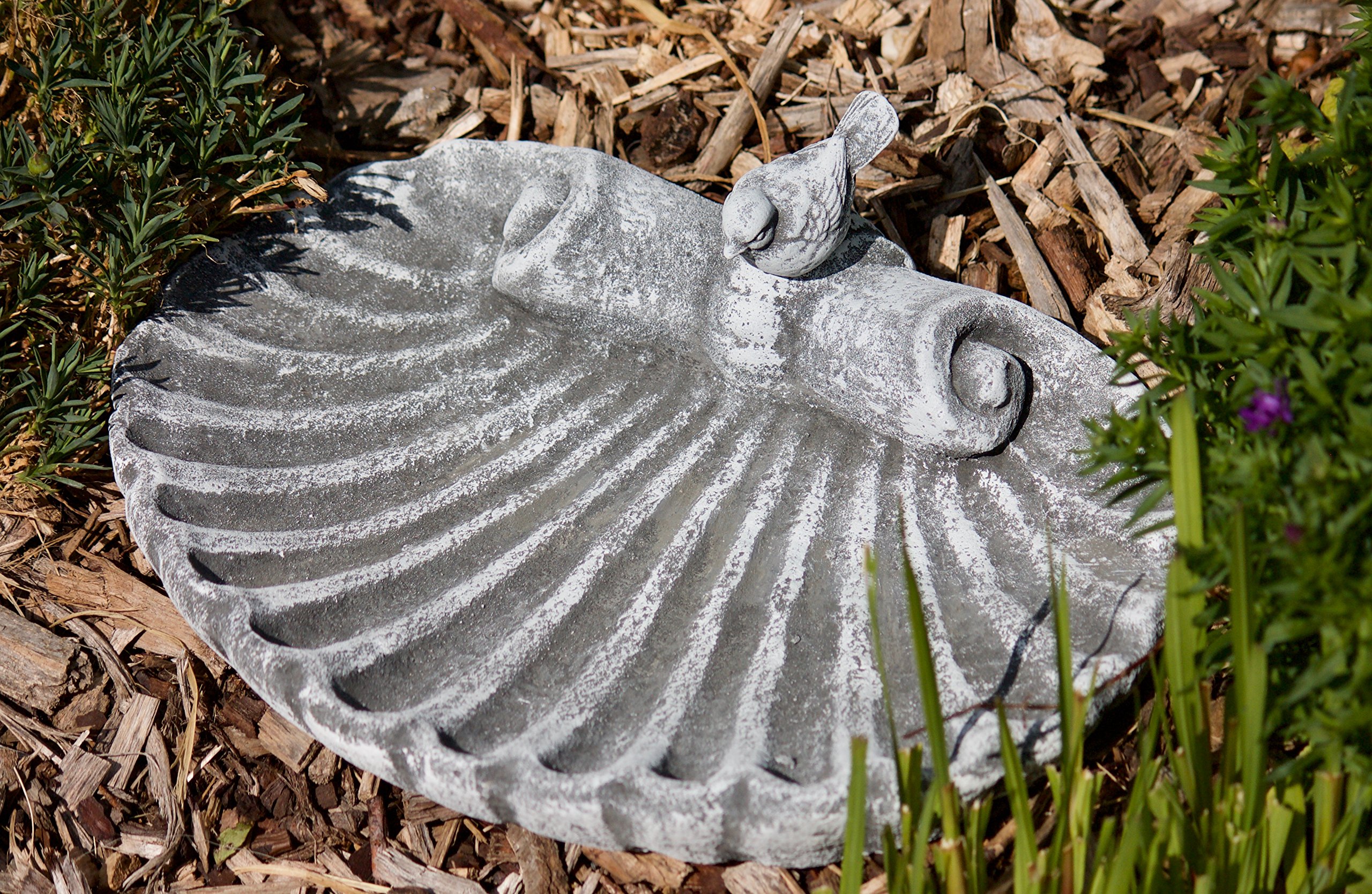 stoneandstyle Abbeveratoio per uccelli in pietra con uccello (inseribile), decorazione da giardino, pietra massiccia, resistente al gelo e alle intemperie fino a -30 °C