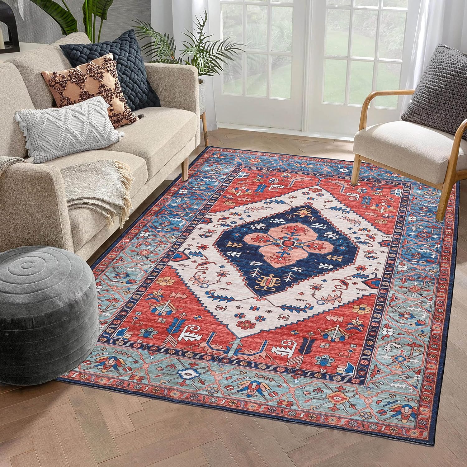 YUFANUHO Boho Rugs for Living Room, 4x6 Feet Bohemian