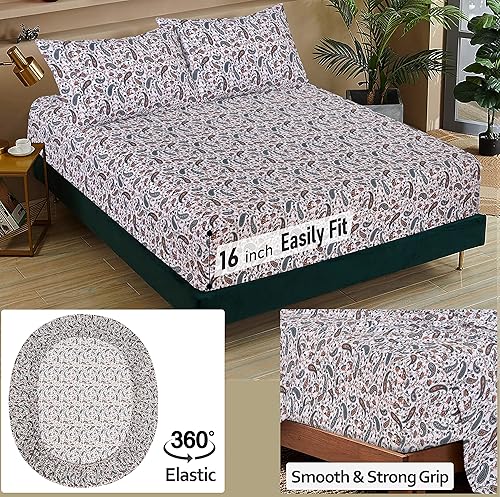 Miniatura 5 de RUVANTI 100% Cotton Full Size Bed Sheets, 4 Pieces, Soft & Breathable Percale Weave Bedding, Deep Pocket 16", Hotel Standard, Crisp Cool Feel,