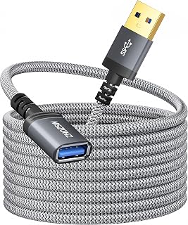 ZHDZSW USB3.0 Extension Cable 3M, Type A Male to Female Extension Cable Braided Compatible with USB Keyboards, Mice, Xbox, Flash Drives, Hard Drives, Printers etc Grey