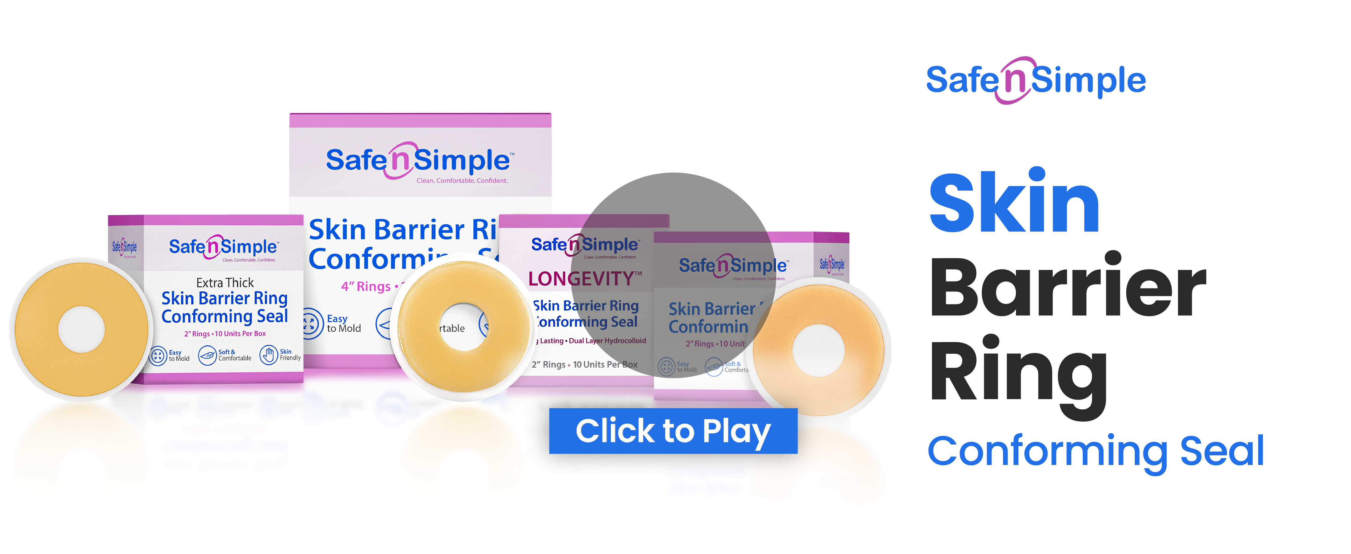 Safe n' Simple Conforming Adhesive Seals -2 Inch - Pack of 10 - Stoma Barrier Rings Barrier - Cohesive Skin Barrier - Accessories for Ostomy-Colostomy-Ileostomy- Supplies