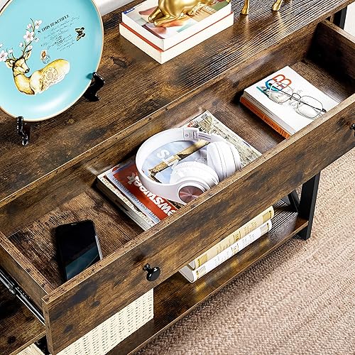 Miniatura 4 de Topeakmart Mesa consola con estación de carga, mesa de entrada estrecha de 40 pulgadas con 2 tomas de corriente y 2 puertos USB, mesa de pasillo