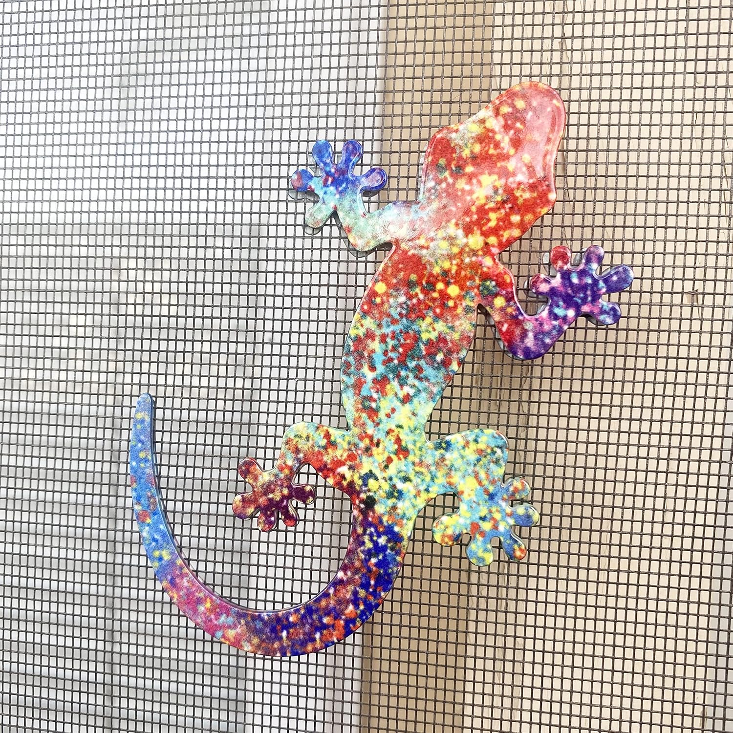 Sonoran Souvenirs Rainbow Gecko Magnet - Heavy Duty Glossy Finish, 4" H x 2.75" W, Die-Cut Design, Magnetic Decor, Set of 2, Screen Door Mesh Indicator, Indoor/Outdoor (Pack of 2)