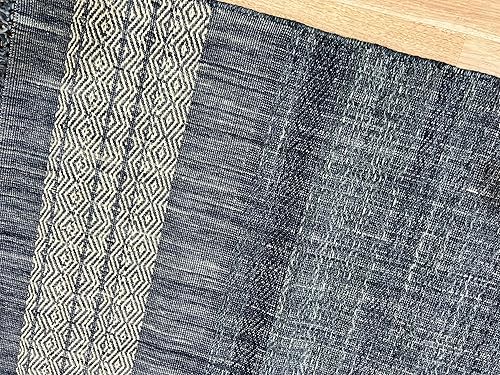 Miniatura 6 de EORC HL2231BL6X9 Alfombra DURRIE de lana anudada a mano con tejido plano, 6 pies x 9 pies, azul