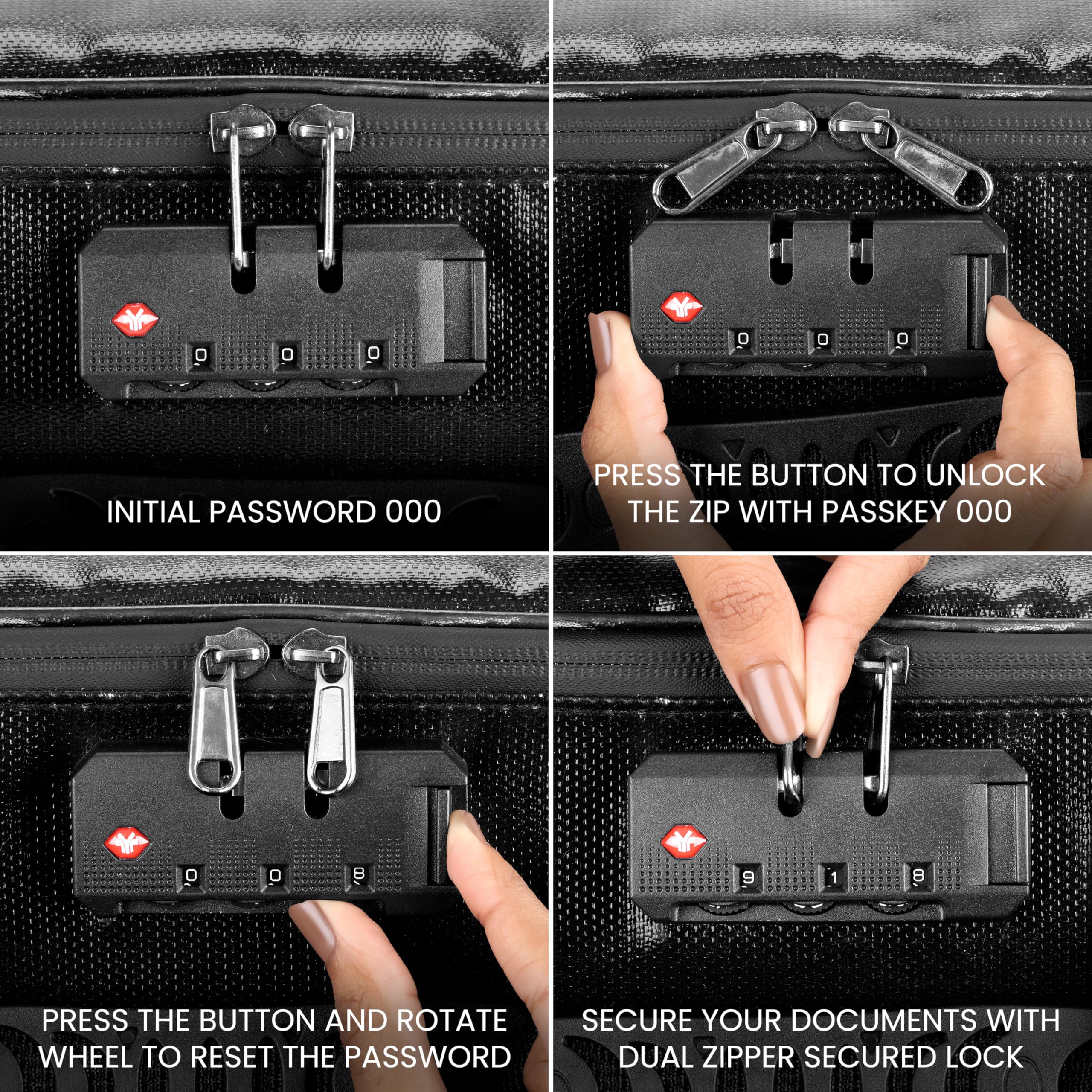 Belle Vous Borsa Porta Documenti - Busta Impermeabile Ignifuga - Portadocumenti A4 - per Libretto Auto e Moto - per Soldi Assicurazione Passaporto - con Antifurto a Combinazione