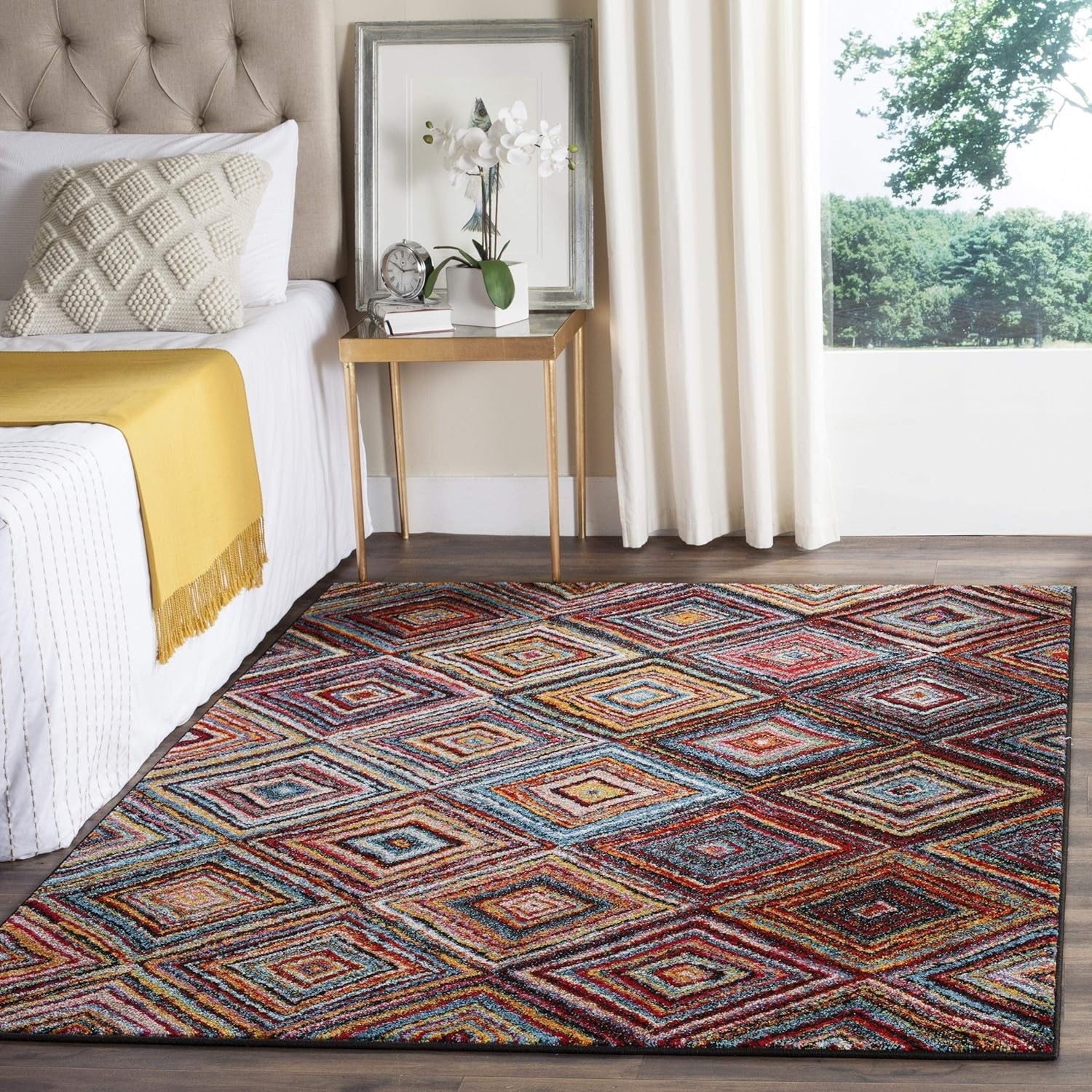 SAFAVIEH Aruba Collection Runner Rug - 2'3" x 12', Multi, Boho Diamond Lattice Design, Non-Shedding & Easy Care, Ideal for High Traffic Areas in Living Room, Bedroom (ARB501M)