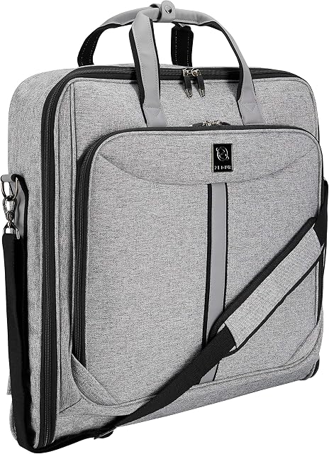 ZEGUR Suit Carry On Garment Bag for Travel and Business Trips - Fancy Design - with Shoulder Strap and Organization Pockets (Luxury Gray)