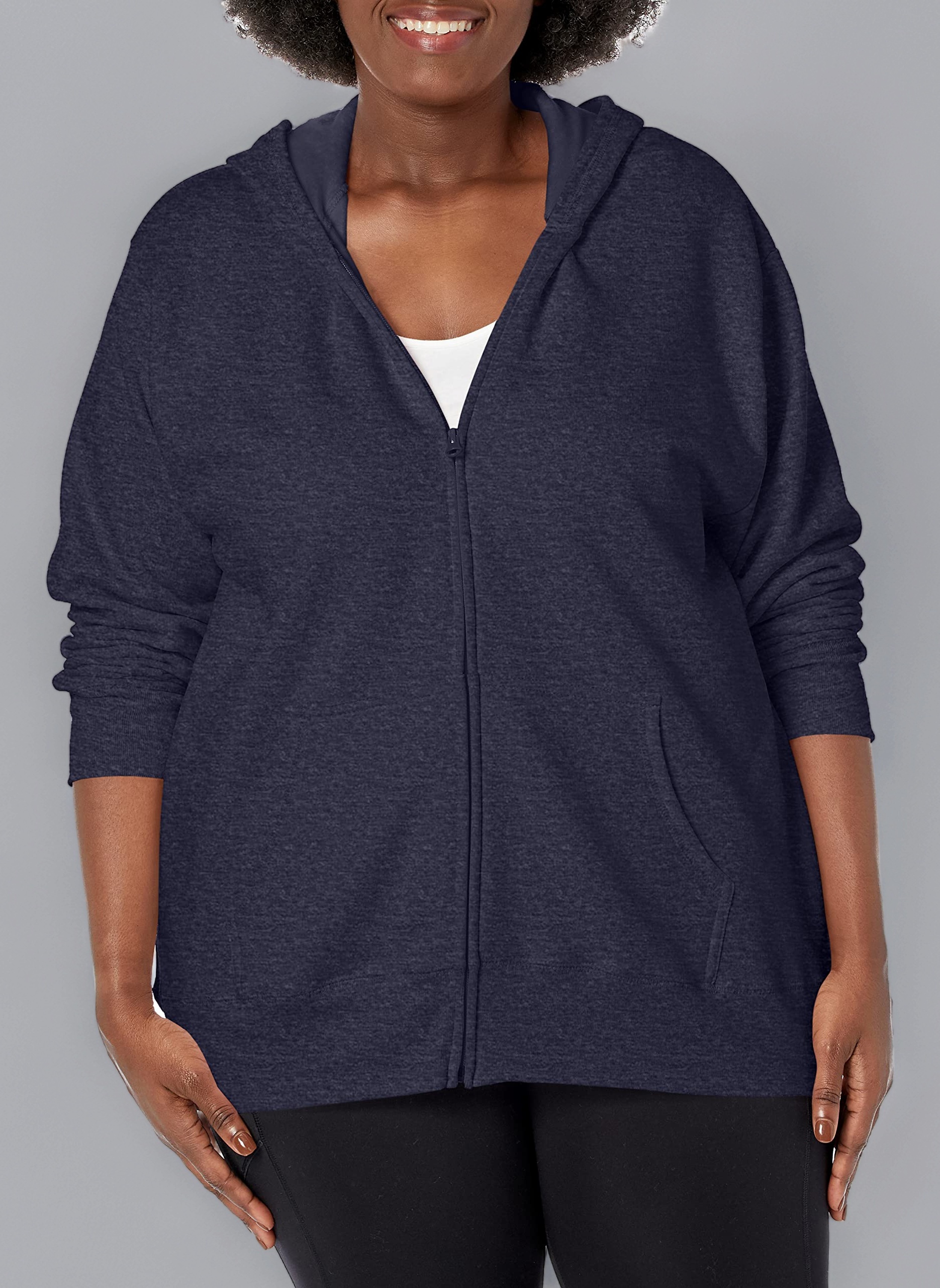 JUST MY SIZE Women's Zip-up Fleece Hoodie, EcoSmart Midweight Hooded Sweatshirt