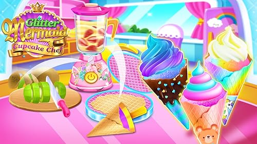 Mermaid Glitter Cupcake Chef - Ice Cream Cone Game