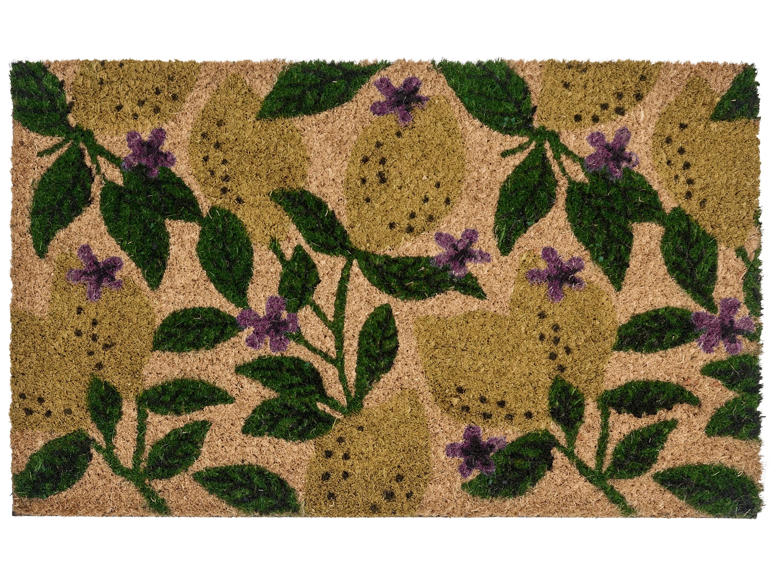 Beliani Paillasson Moderne en Fibre de Coco 45 x 75 cm Motif Citron Antidérapant en PVC Intérieur Extérieur Multicolore Tazlina