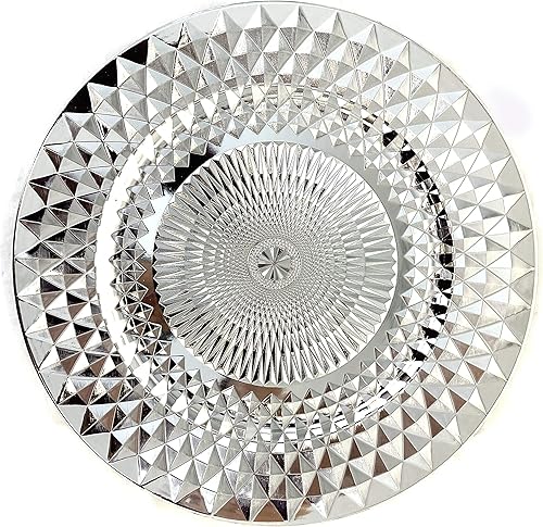 Miniatura 6 de allgala Platos de carga de oro rosa de 13 pulgadas, paquete de 6 platos de servicio de plástico de alta calidad con patrón de diamante brillante