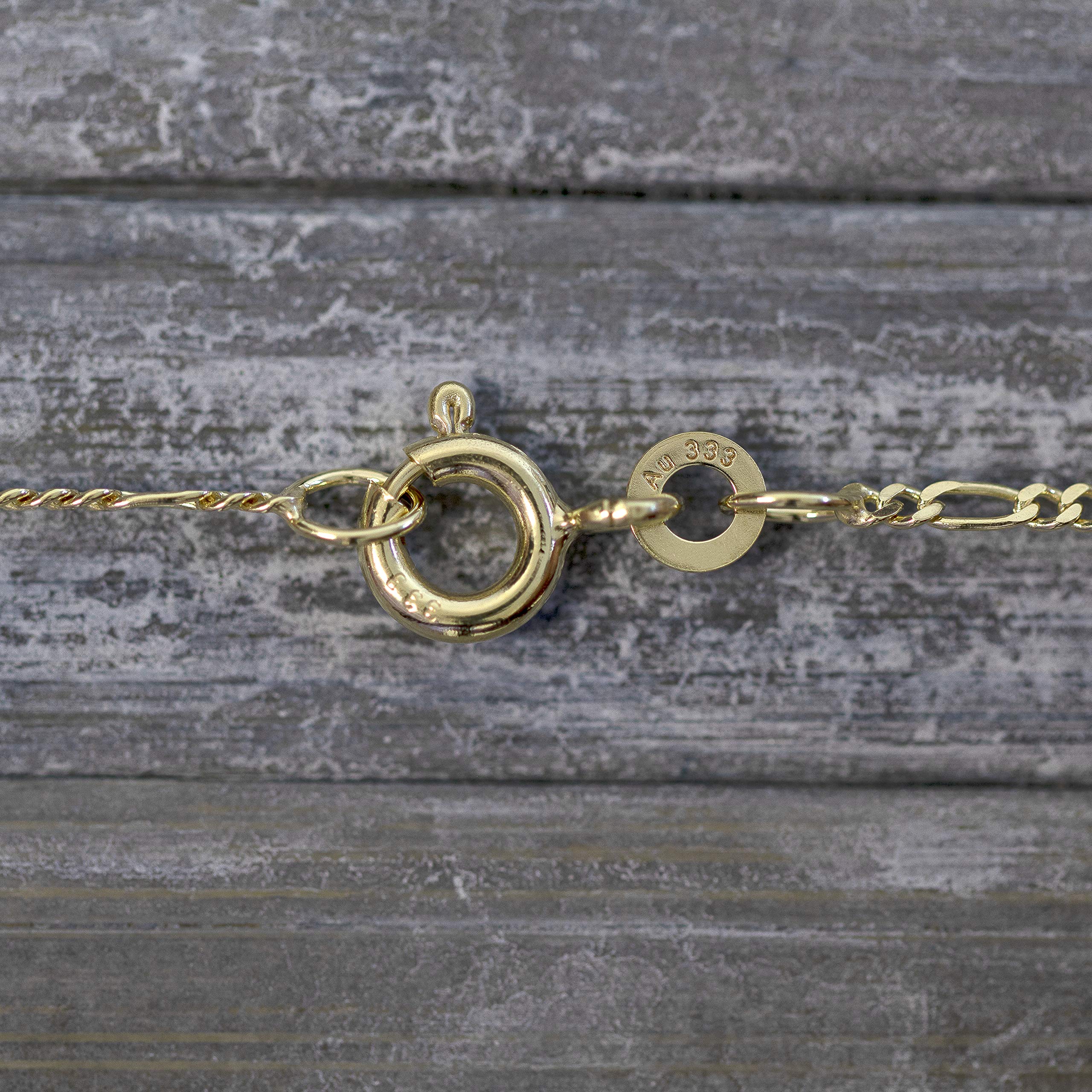 EDELIND 333/8 K Cadena Oro Mujer Fina 1.5 mm Fígaro diamantada Collar Oro Amarillo Long. 42 cm Peso Aprox. 1.9g Joya unisex con caja de regalo