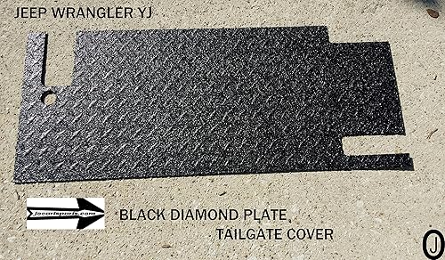 Se adapta a Jeep Wrangler YJ cubierta de goma negra para puerta trasera de placa de diamante