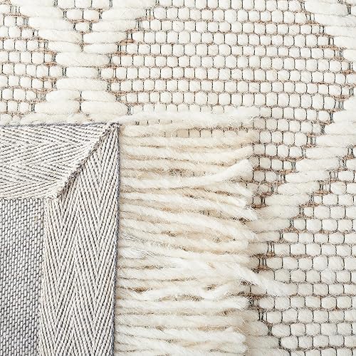 Miniatura 7 de SAFAVIEH Natura Collection - Alfombra de área de 5 x 8 pies, marfil y marrón, lana hecha a mano, ideal para zonas de alto tráfico en sala de estar,