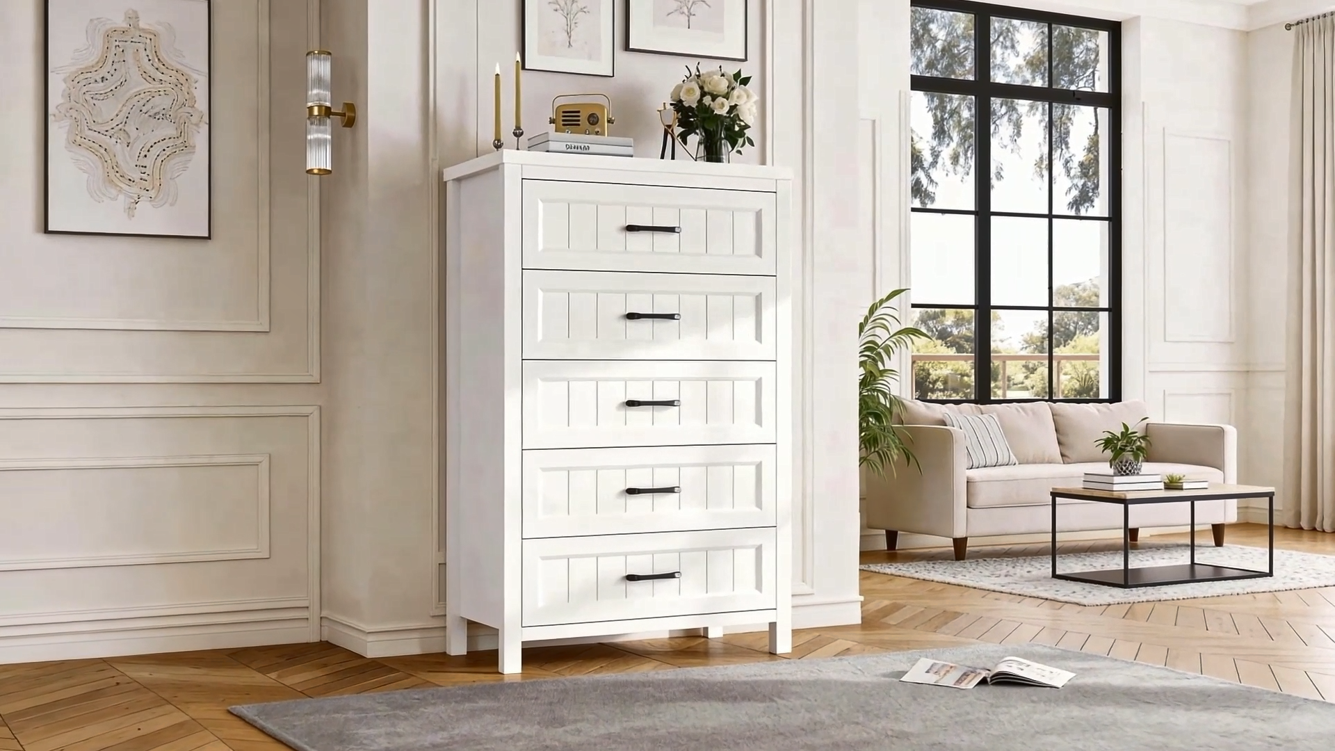 Amazon.com: Jocoevol 5 Drawer Dresser for Bedroom - Farmhouse 44.9