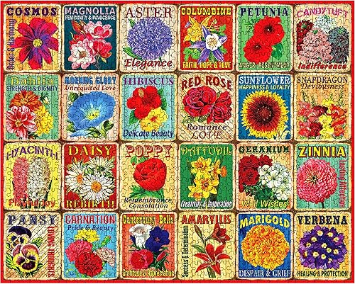 Miniatura 3 de White Mountain What Flowers Mean - Rompecabezas de 1000 piezas con collage artístico único para personas mayores y adultos