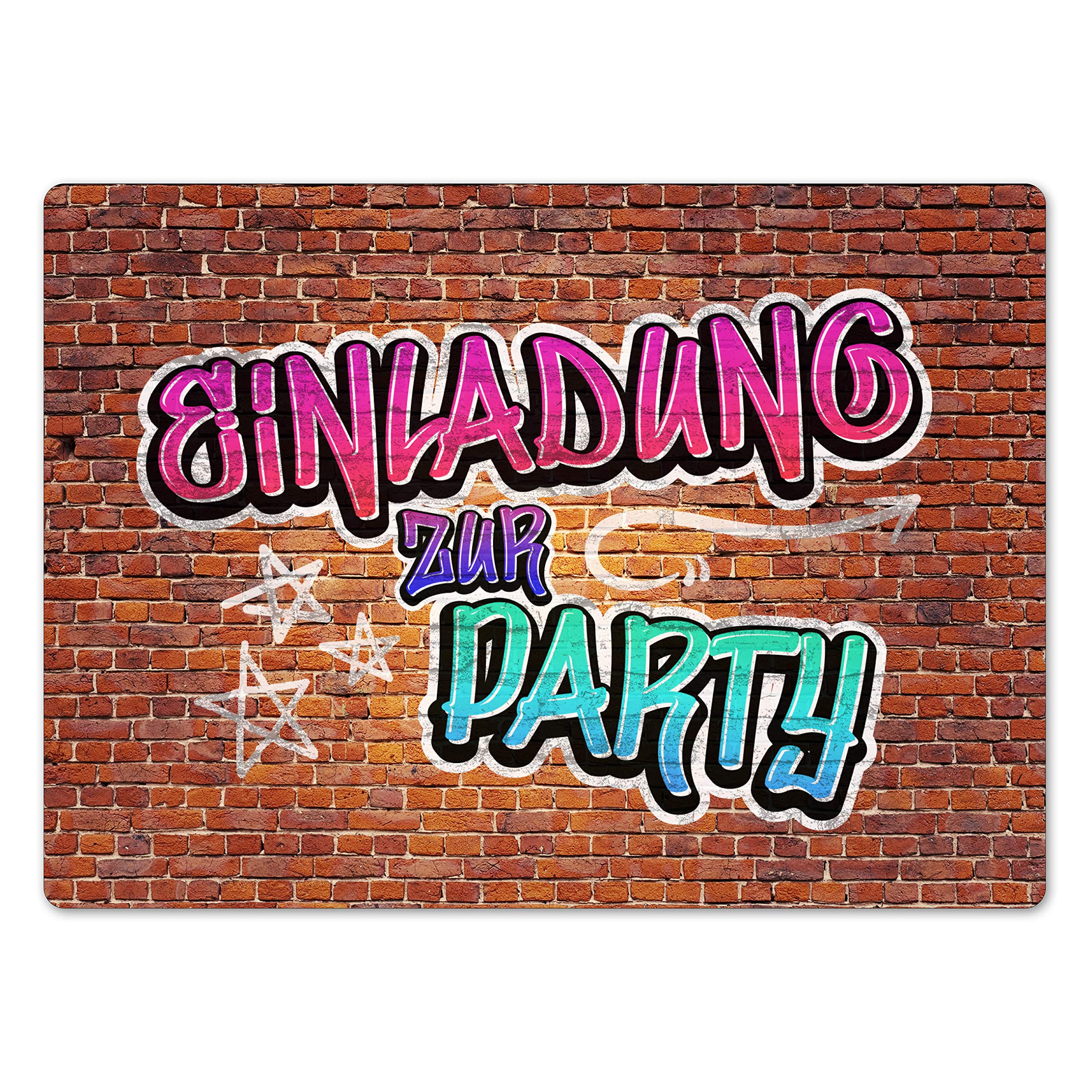 Papierdrachen 12 biglietti d'invito per il compleanno per ragazzi – Motivo Grafitti blu – inviti di compleanno per la tua festa di compleanno (DIN A6 con angoli arrotondati