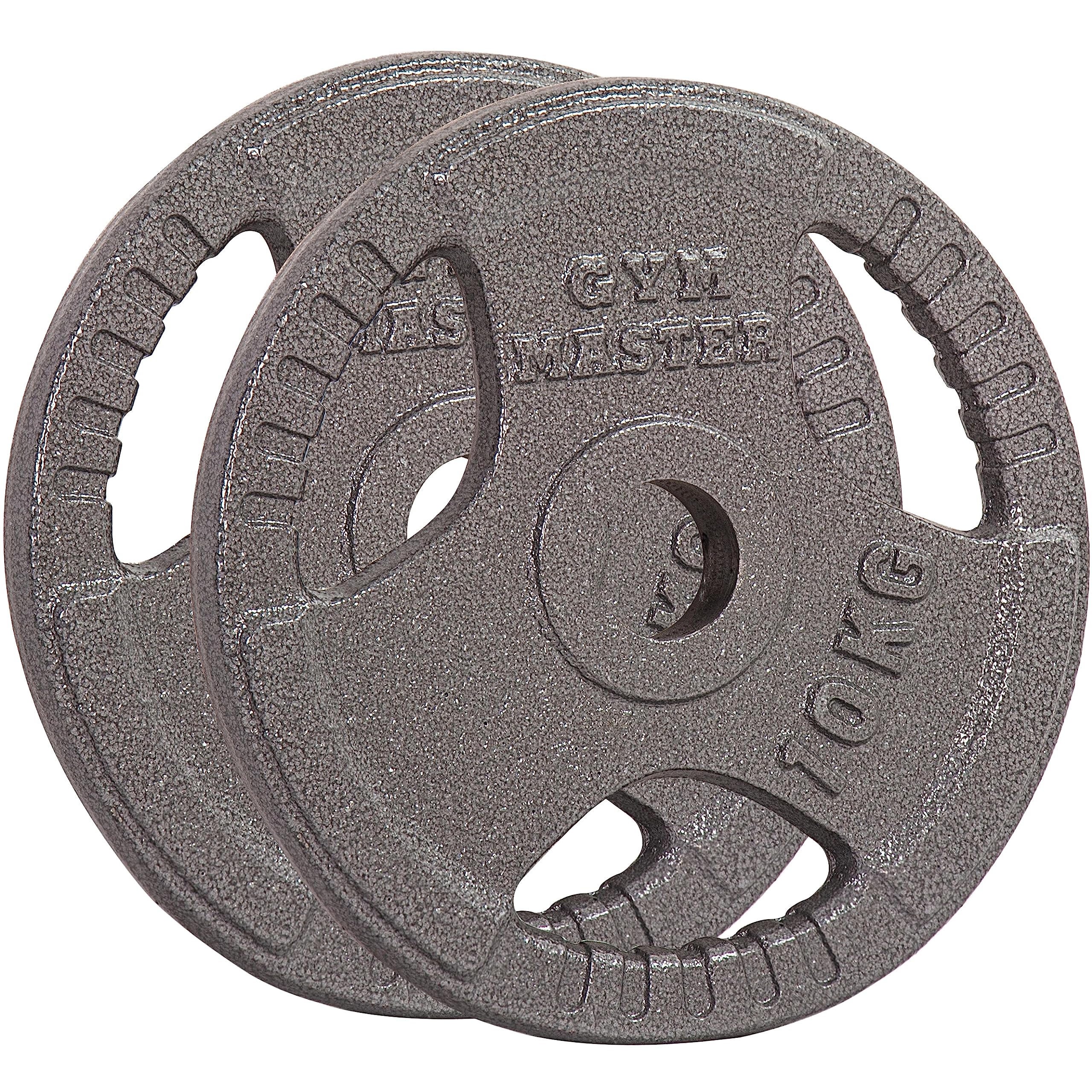 GYM MASTER Pair of Tri Grip 2" Olympic Weight Plates in Cast Iron - 10kg