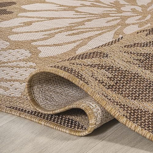 Miniatura 10 de Eyely BMS110G-5 Santa Mónica Zinnia - Alfombra moderna con textura floral para interiores y exteriores, estilo costero glamour, dormitorio, patio