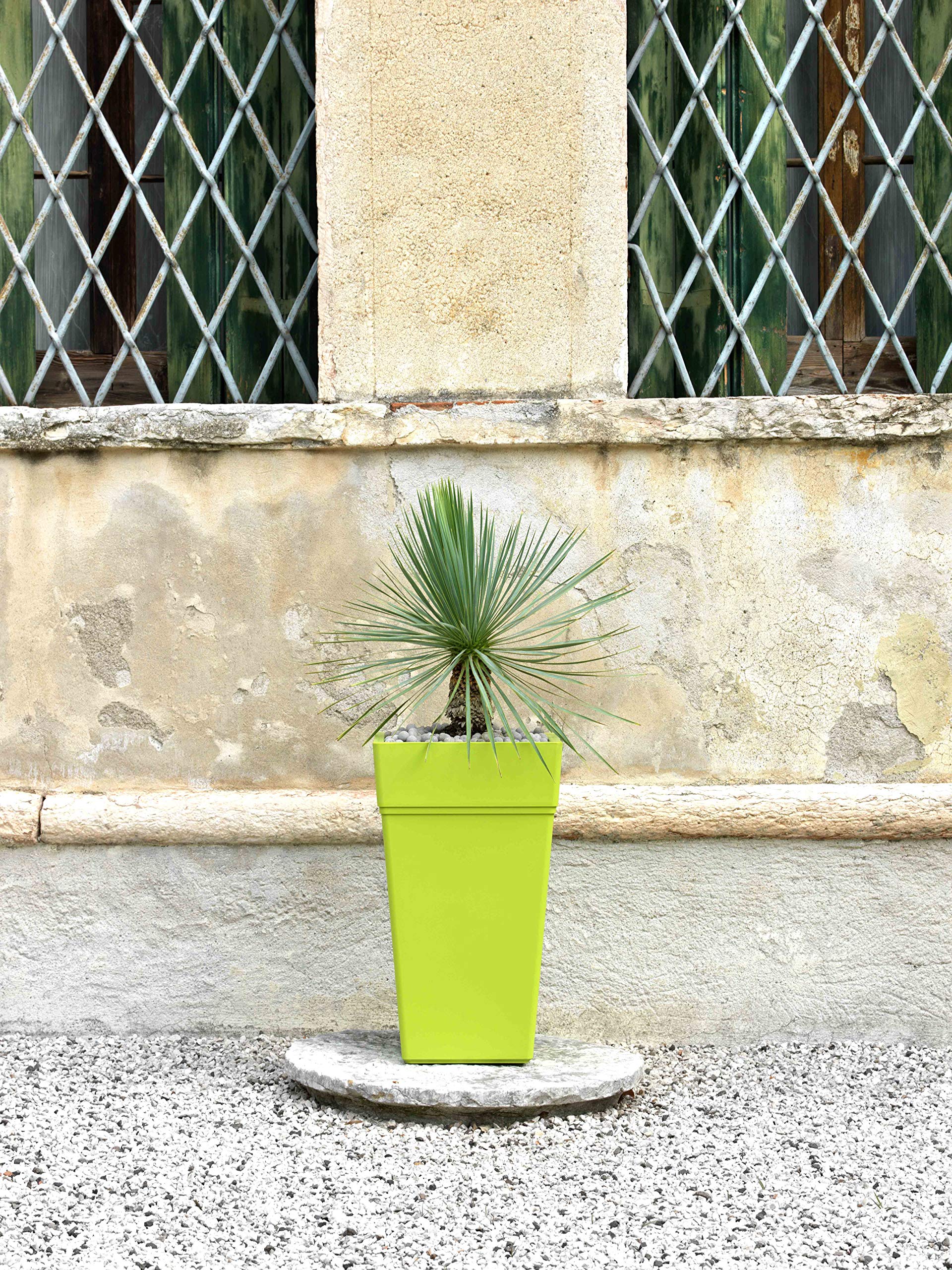 Teraplast Stalk Altezza 80cm - Vaso Alto Da Esterno E Da Interno In Plastica Opaca, Colore Bianco, 100% Riciclabile Con Riserva D'Acqua. Portavaso Alto A Base Circolare.