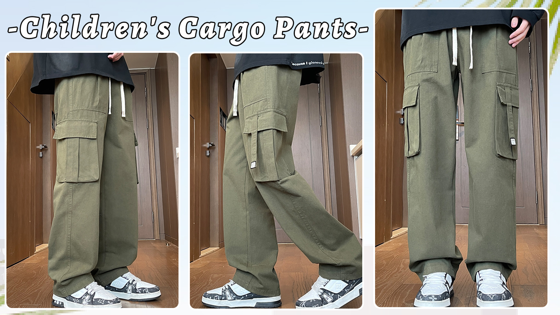 Pantalon Cargo Garçon – Survêtement Décontracté – Coupe Ample, Taille élastique – Style Streetwear Y2K