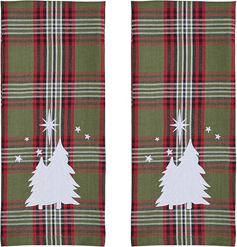 Park Designs North Star - Juego de 2 paños de cocina decorativos con diseño de árbol de Navidad blanco para decoración de invierno y vacaciones,