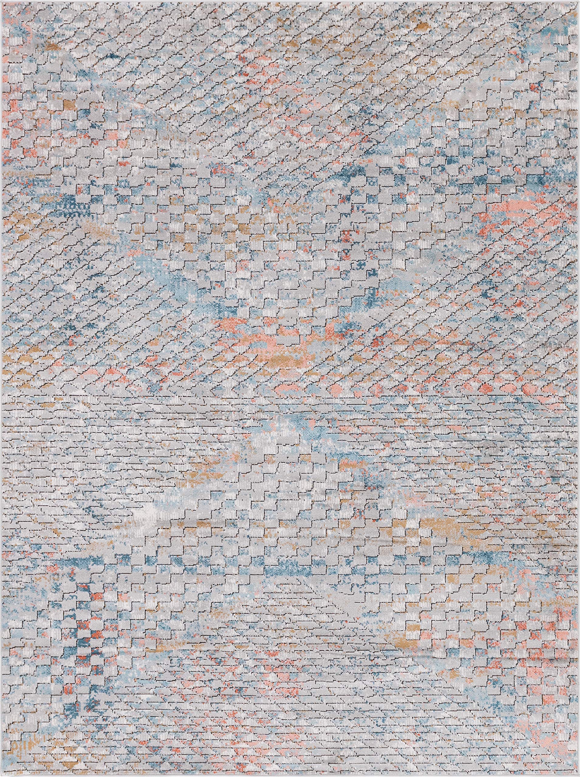 Rugs.com Leipzig Collection Area Rug – 8' x 11' Multi Low-Pile Rug Perfect for Living Rooms, Large Dining Rooms, Open Floorplans