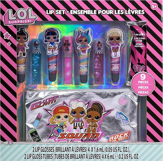 L.O.L Surprise! Townley Girl Makeup Set with 8 Flavored Lip Glosses for Girls with 1 Surprise Lip Gloss Color and Flavor, Ages 5+