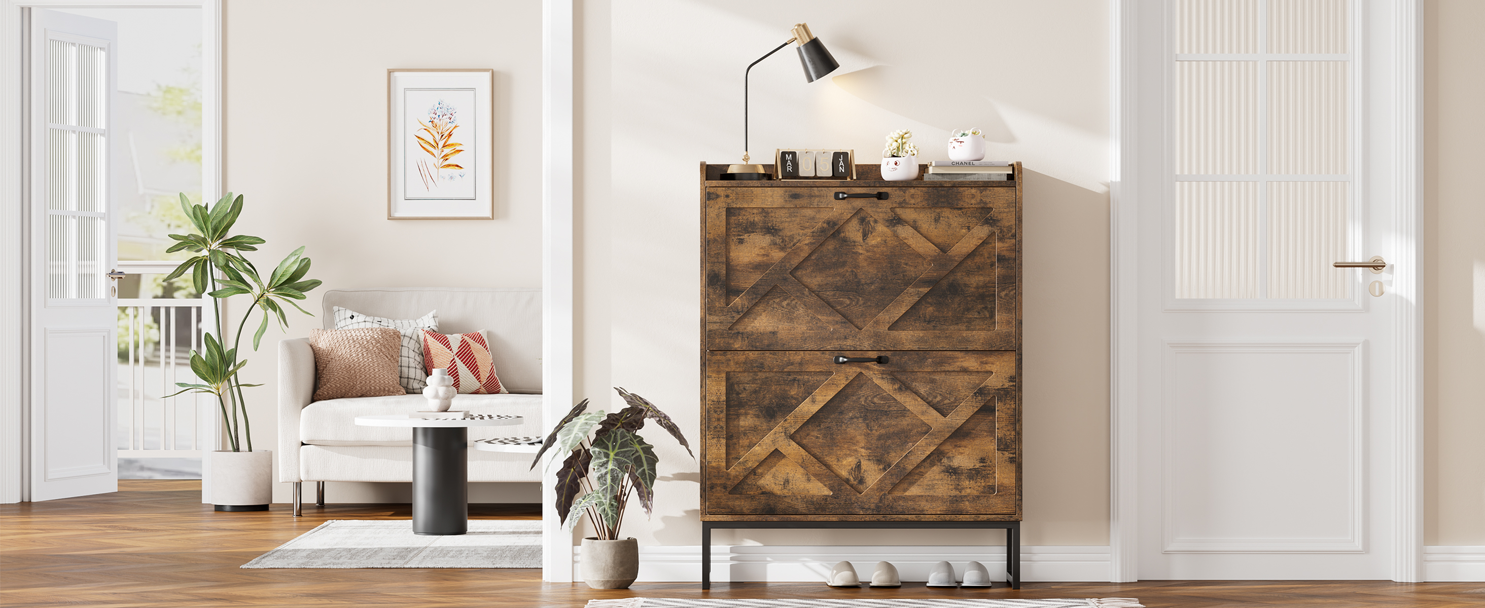 Amazon.com: Nicetree Shoe Storage Cabinet with 2 Flip Drawers