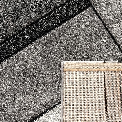 Miniatura 4 de Paco Home Alfombra de área con patrón geométrico moderno en gris y blanco, tamaño 6'7" x 9'6"