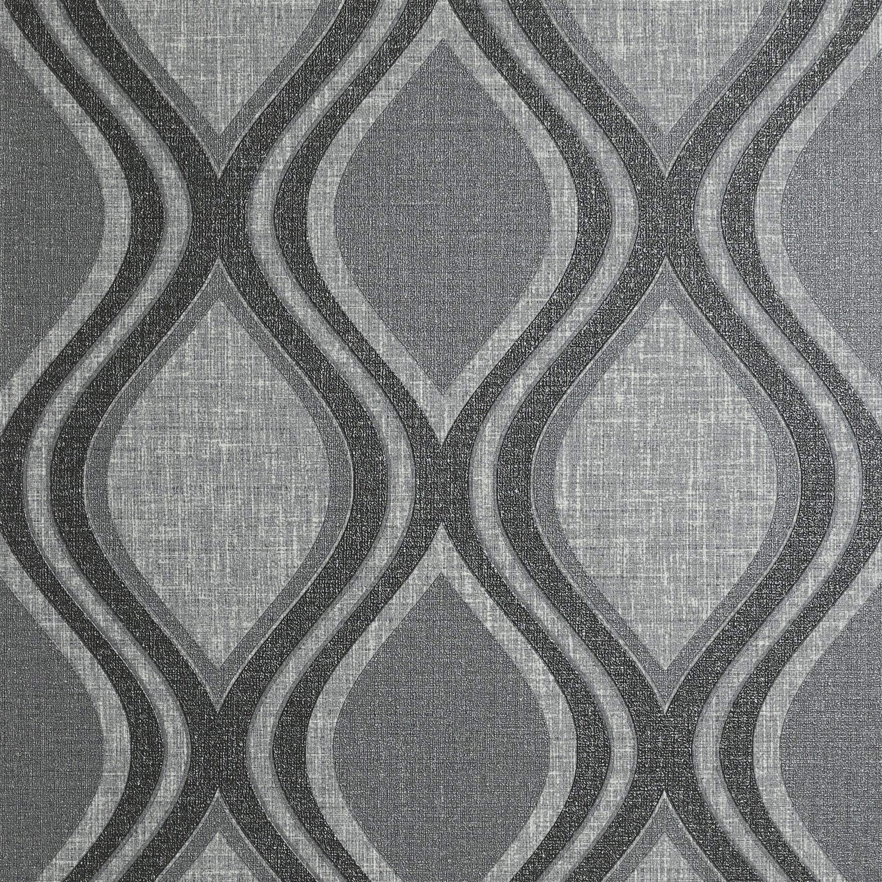 Yöl Charcoal,Grey,White Curve Charcoal Wallpaper Y�L Heavy Weight Vinyl Textured Paste The Wall