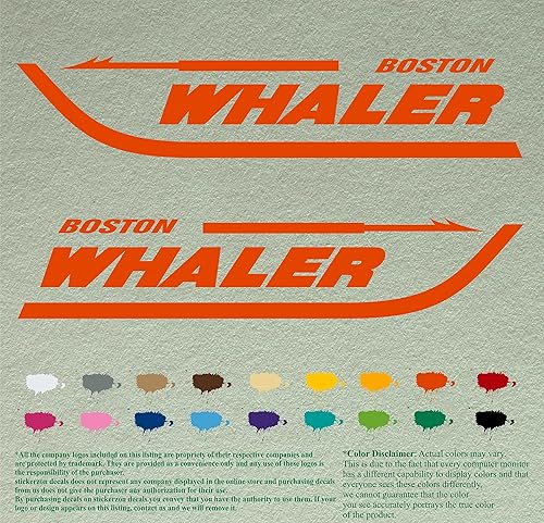 Miniatura 8 de Par de calcomanías Boston Whaler para barcos, calcomanías de vinilo, motor de barco, lote de 2, Blanco 010