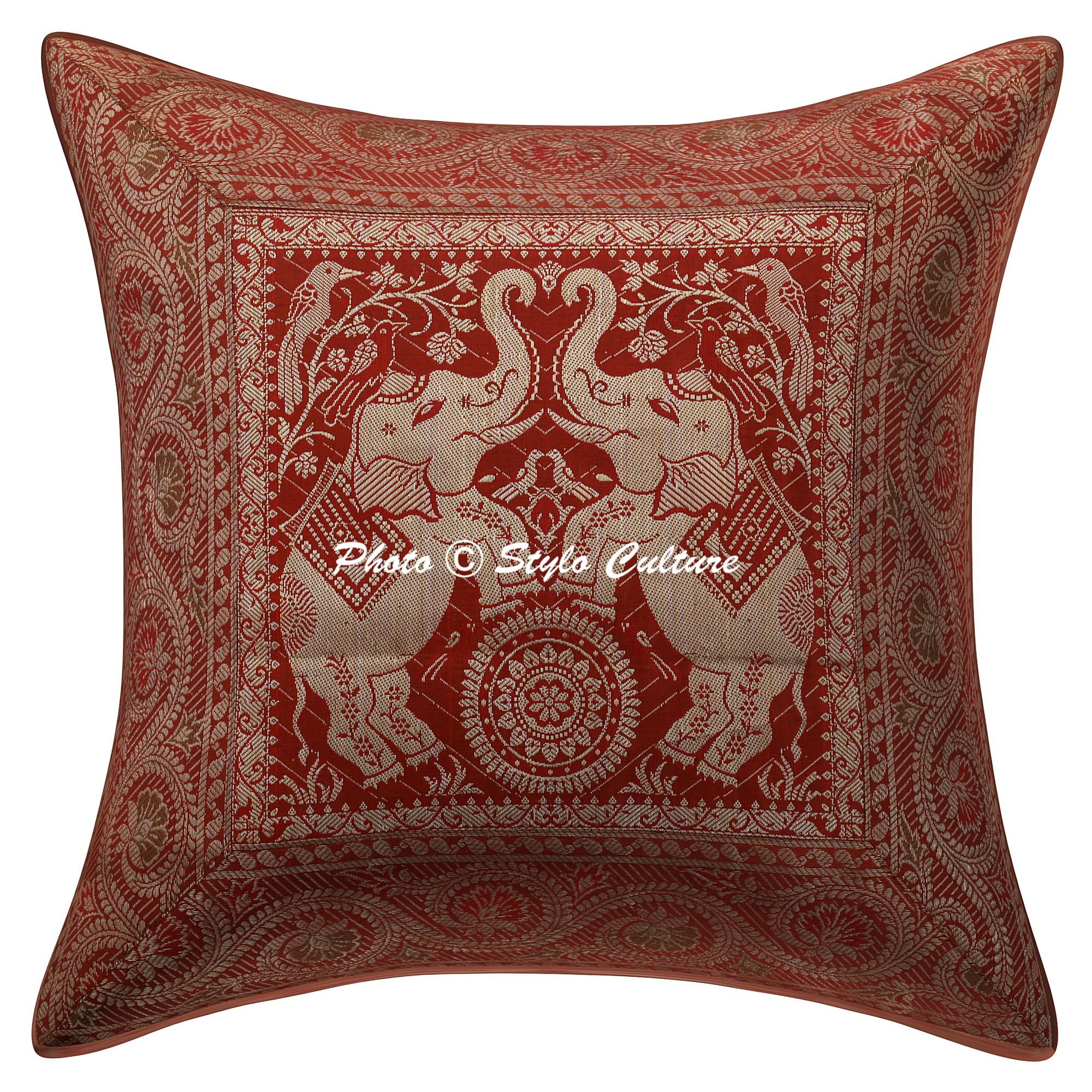 Cuscino decorativo per divano marrone scuro da 16x16 in similpelle, cuscino testurizzato a scacchi, moderno, solido, intrecciato in pelle marrone - Italia