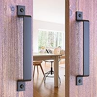 Vista 41 de Paquete de 2 manijas de barra recta de 8 pulgadas para puerta de granero, tiradores de hierro fundido negro para puertas correderas, puertas