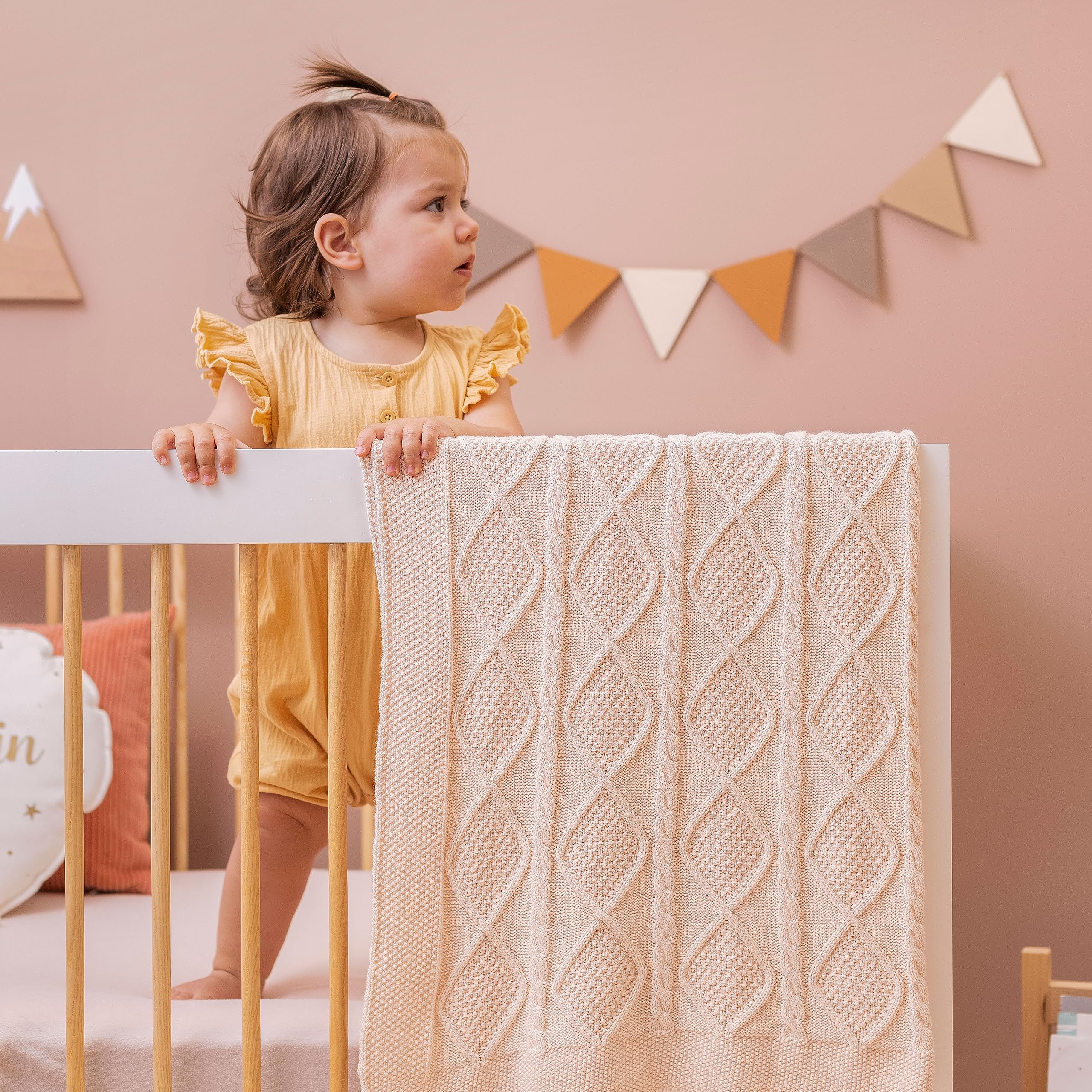 do what you love - Manta de punto para bebé para niñas y niños, suave y acogedora, de algodón orgánico, manta para envolver al bebé, manta para cochecito de bebé, para recién nacidos, bebés, niños