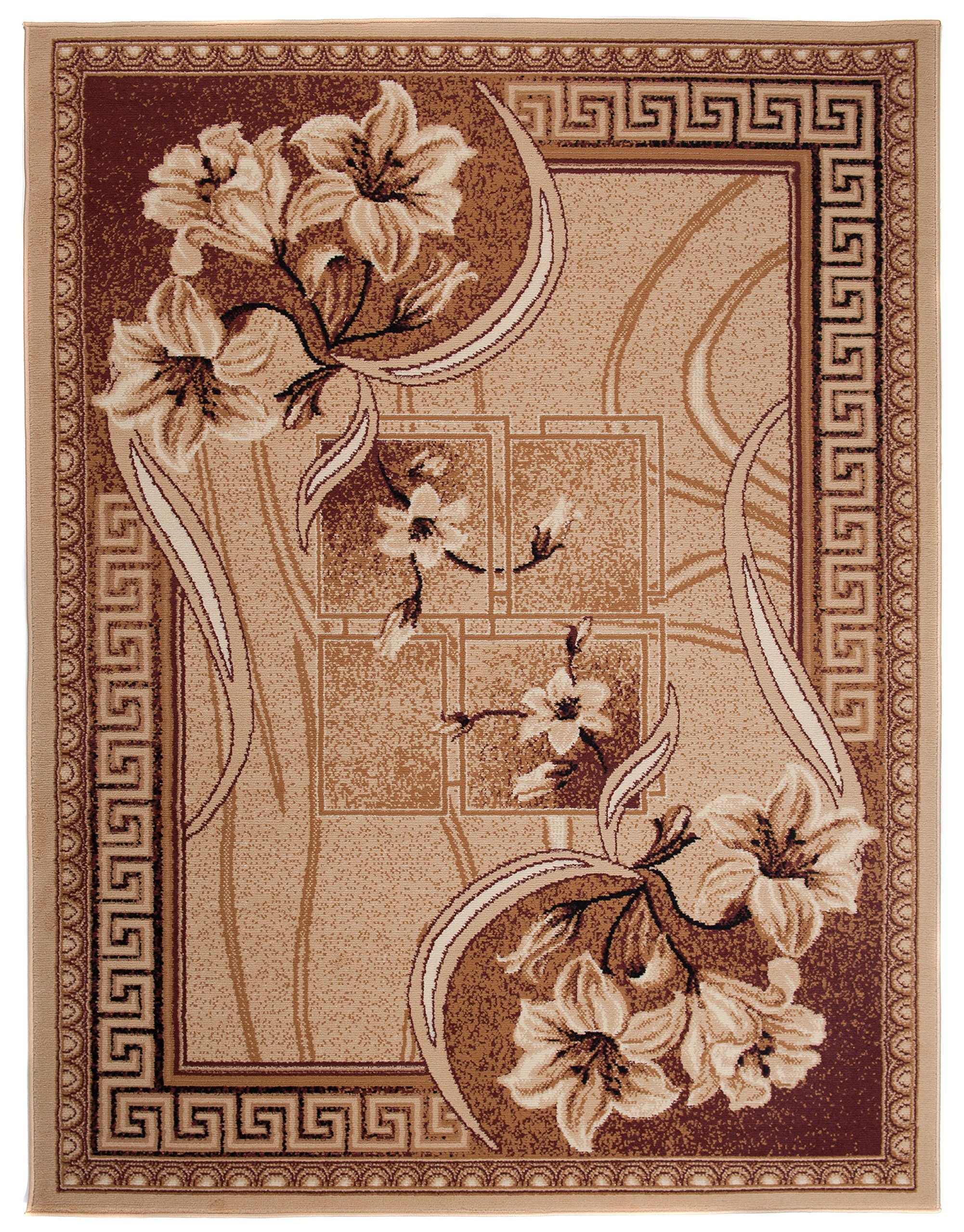 Carpeto Rugs Tappeto Salotto Classico Floreale Pelo Corto - Tappeti Salotto Grandi Dimensioni - Tappeti Camera da Letto - Tappeti Moderni Soggiorno - Beige - 120 x 170 cm