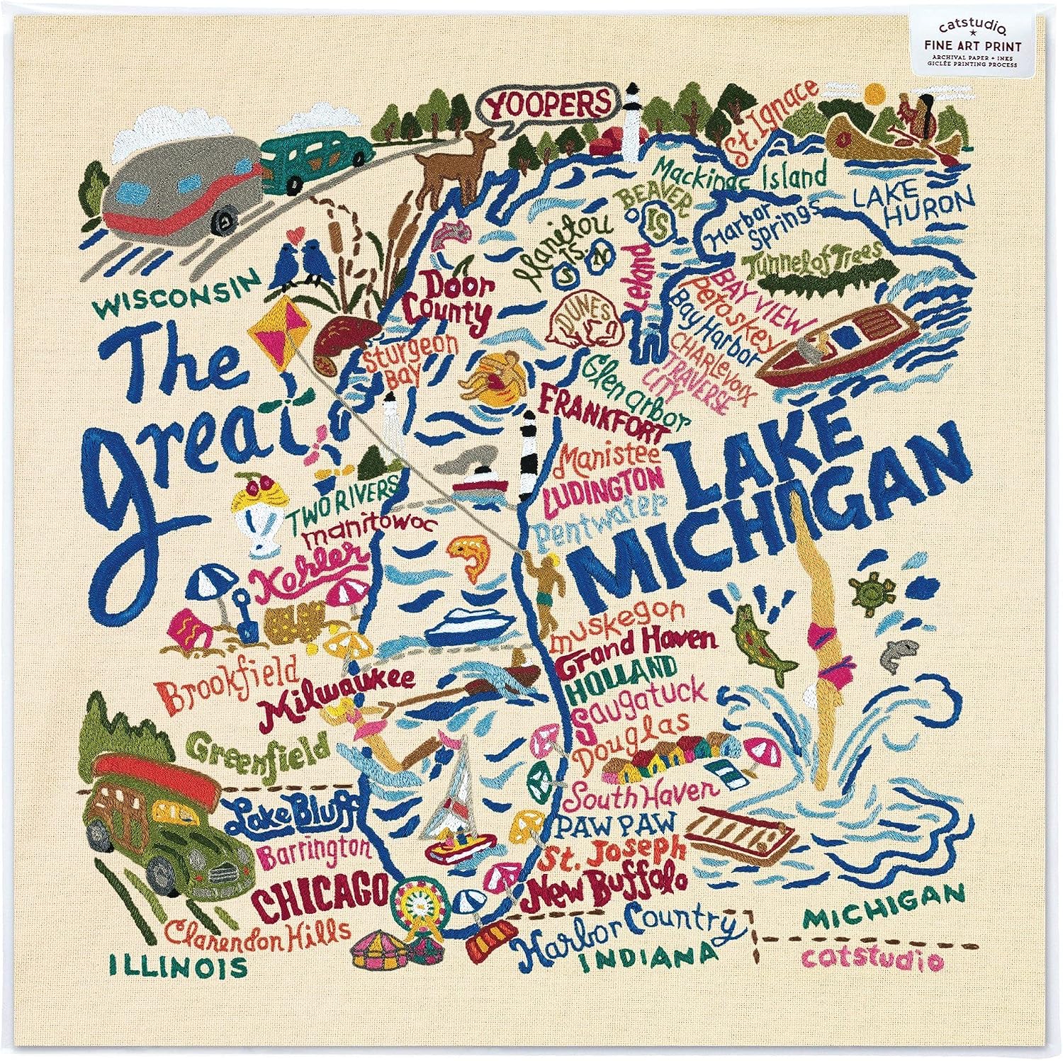 Catstudio Lake Michigan Fine Art Print | 16"x16"