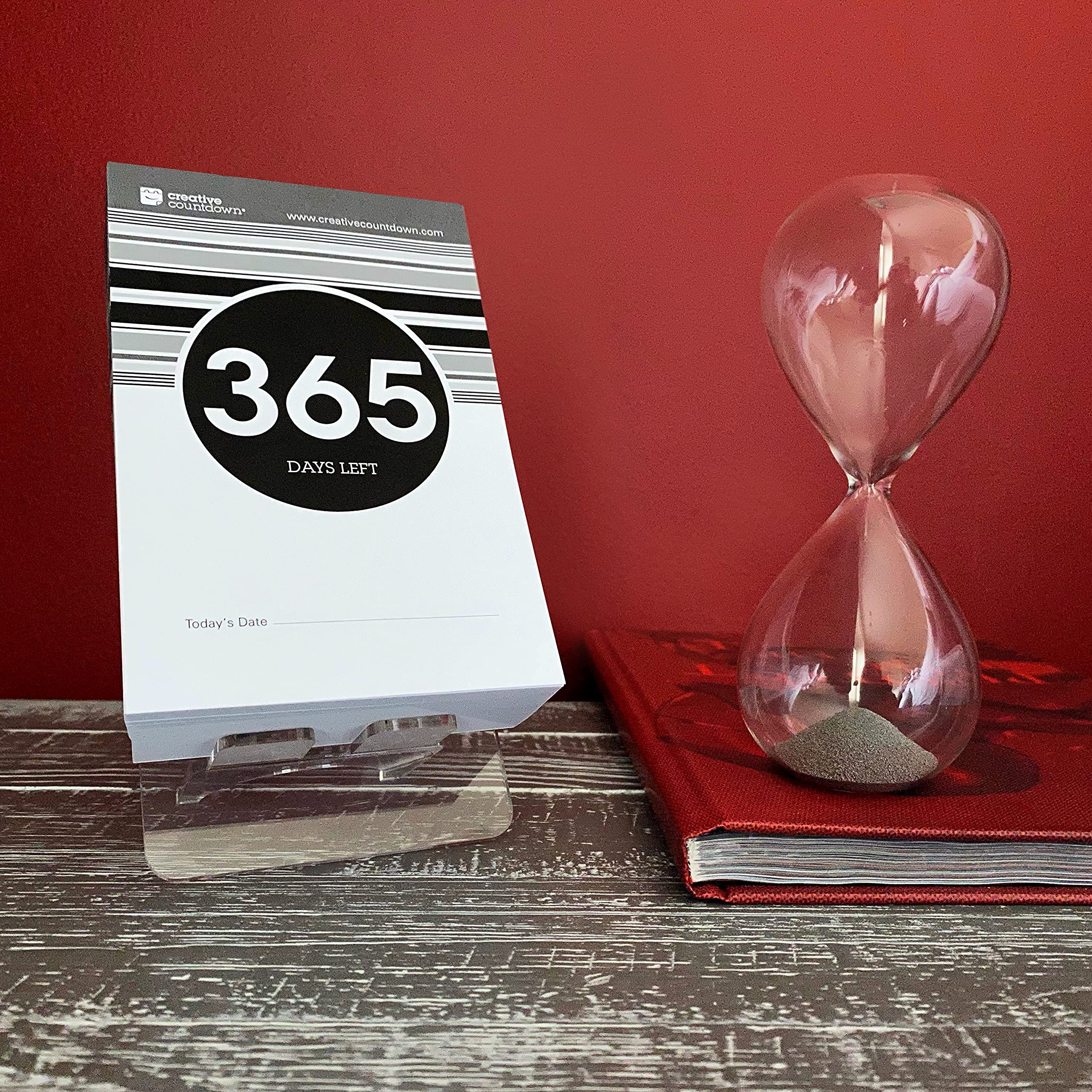 Countdown-Kalender, 1 Jahr (365 Tage), für Veranstaltungen, Ziele und Anlässe, 14,6 x 9,5 cm, schwarz-weiß, abreißbar, Countdown-Kalender, Tisch und Schreibtisch-Einheit, perfekt als Geschenk für