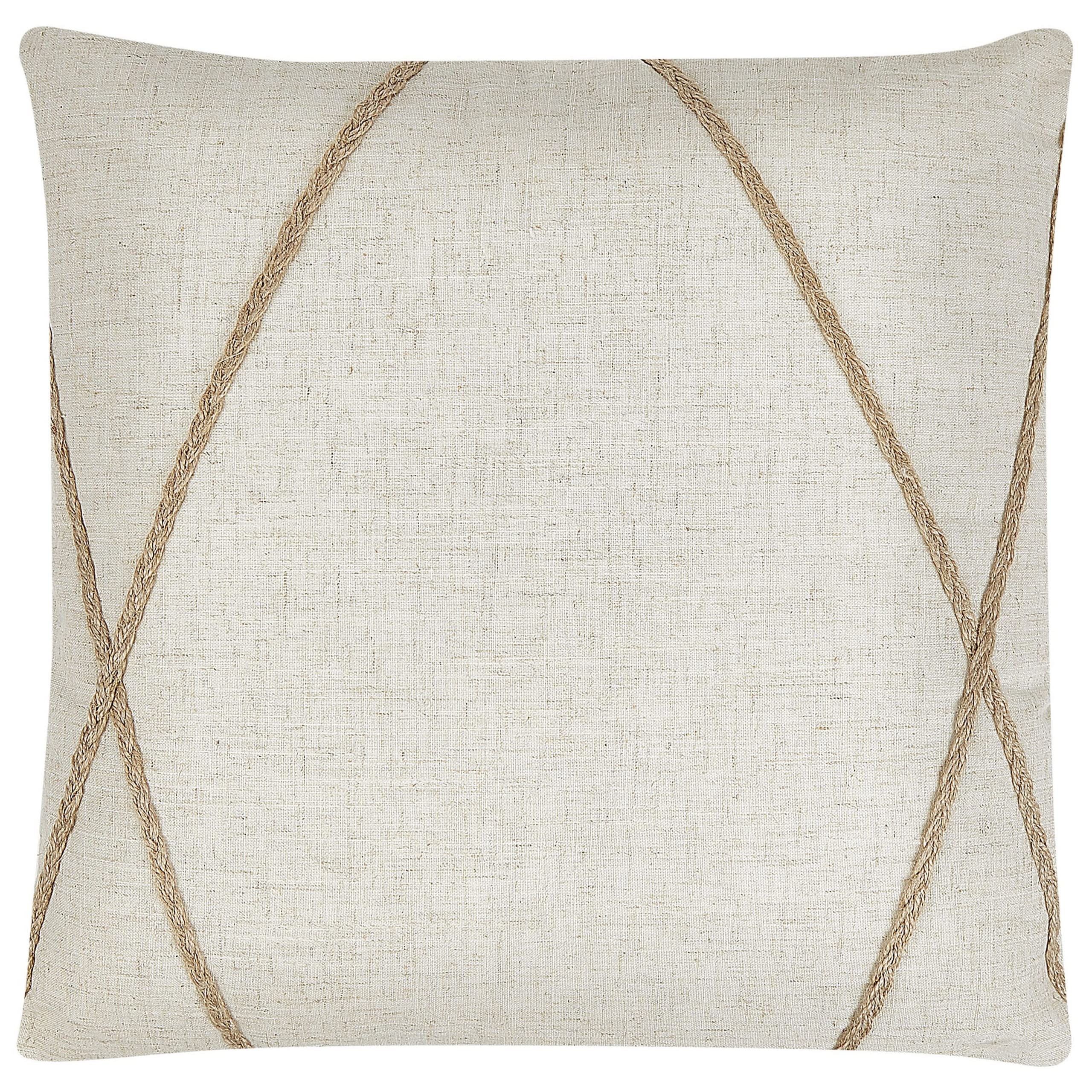 Conjunto de 2 cojines decorativos yute beige patrón geométrico 45 x 45 cm fundas extraíbles cierre de cremallera estilo boho moderno Licuala