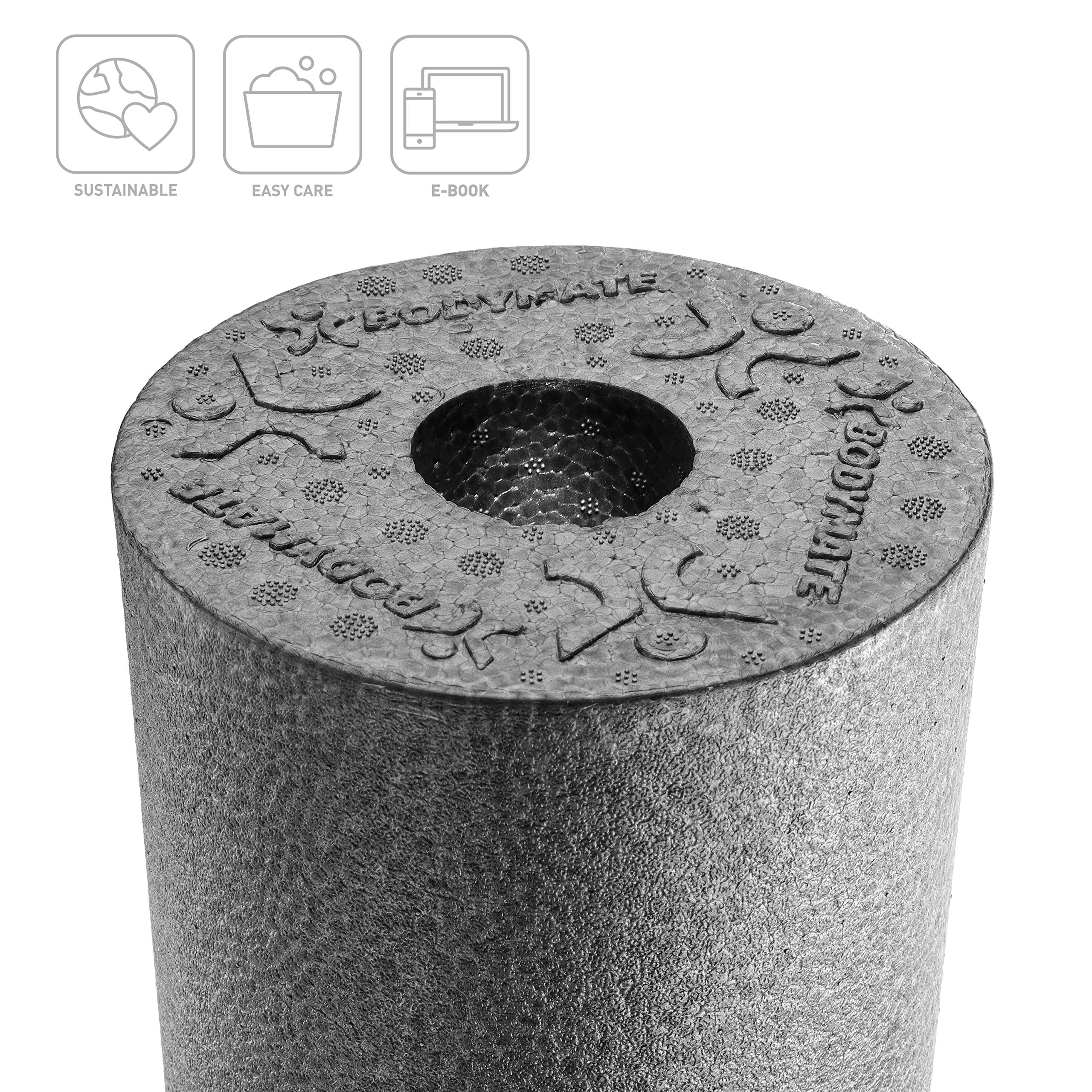 BODYMATE Foam Roller Standard Medio-Duro Lunghezza 30 cm Diametro 15 cm con ebook Gratuito - Foam Roller Professionale in Vari Colori e Misure