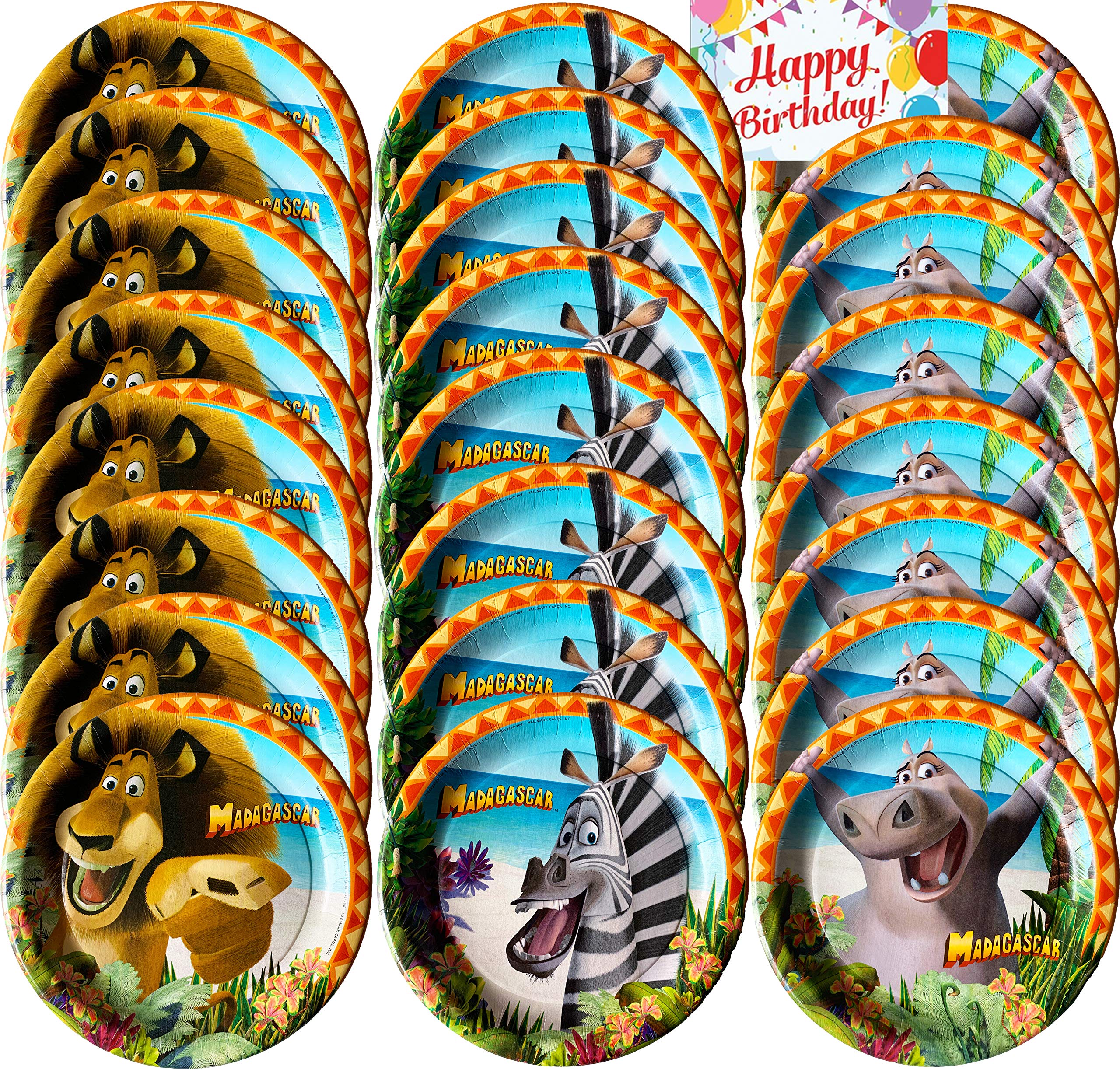 Madagascar Party Supplies Birthday Dessert Cake Plates for 24 Guests