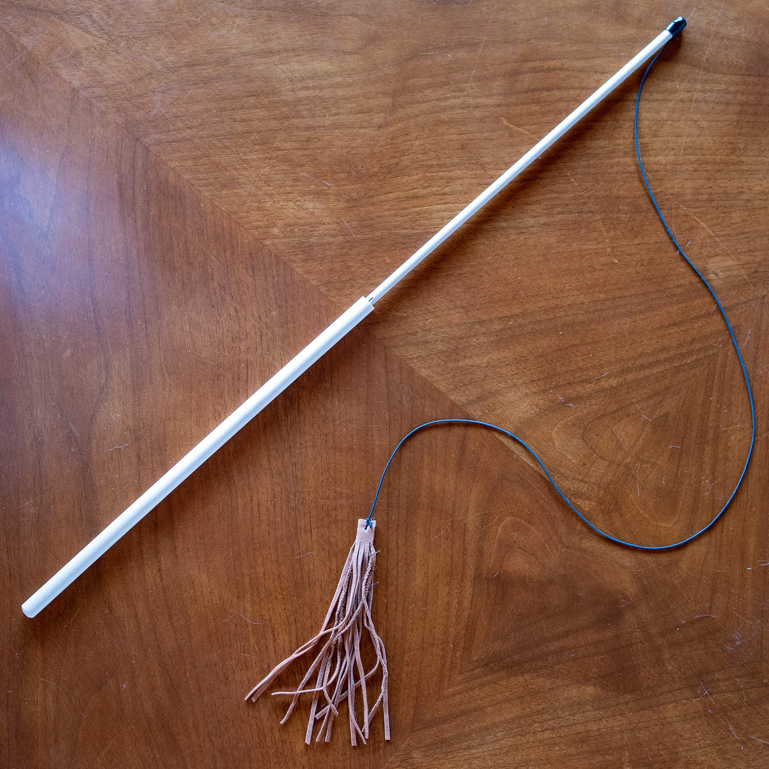 Kitty Kraken | Suede Brown Leather | Natural Birch Wood Rod | Great Teaser and Exerciser for Smaller Cats and Kitten | Interactive Soft | Handcrafted in The USA | 1-Pack