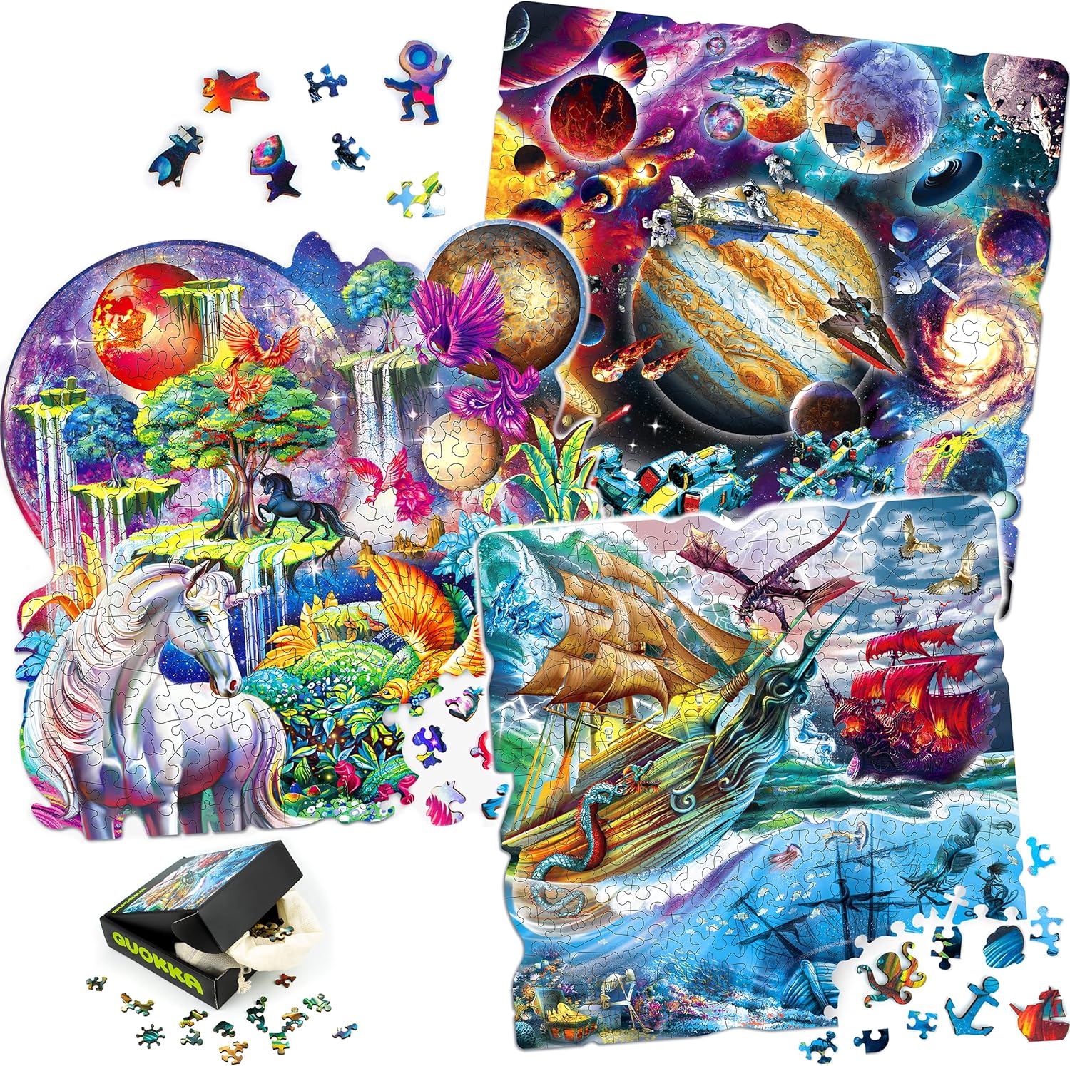 300 Piece Puzzles for Adults Large Piece − Set of 3 Jigsaw Puzzles by