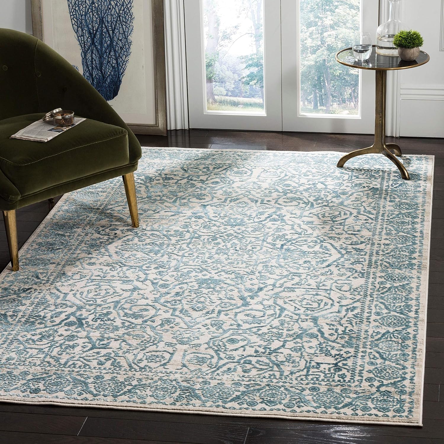 SAFAVIEH Princeton Collection Area Rug - 9' x 12', Grey & Beige, Vintage Distressed Design, Non-Shedding & Easy Care, Ideal for High Traffic Areas in Living Room, Bedroom (PRN714G)