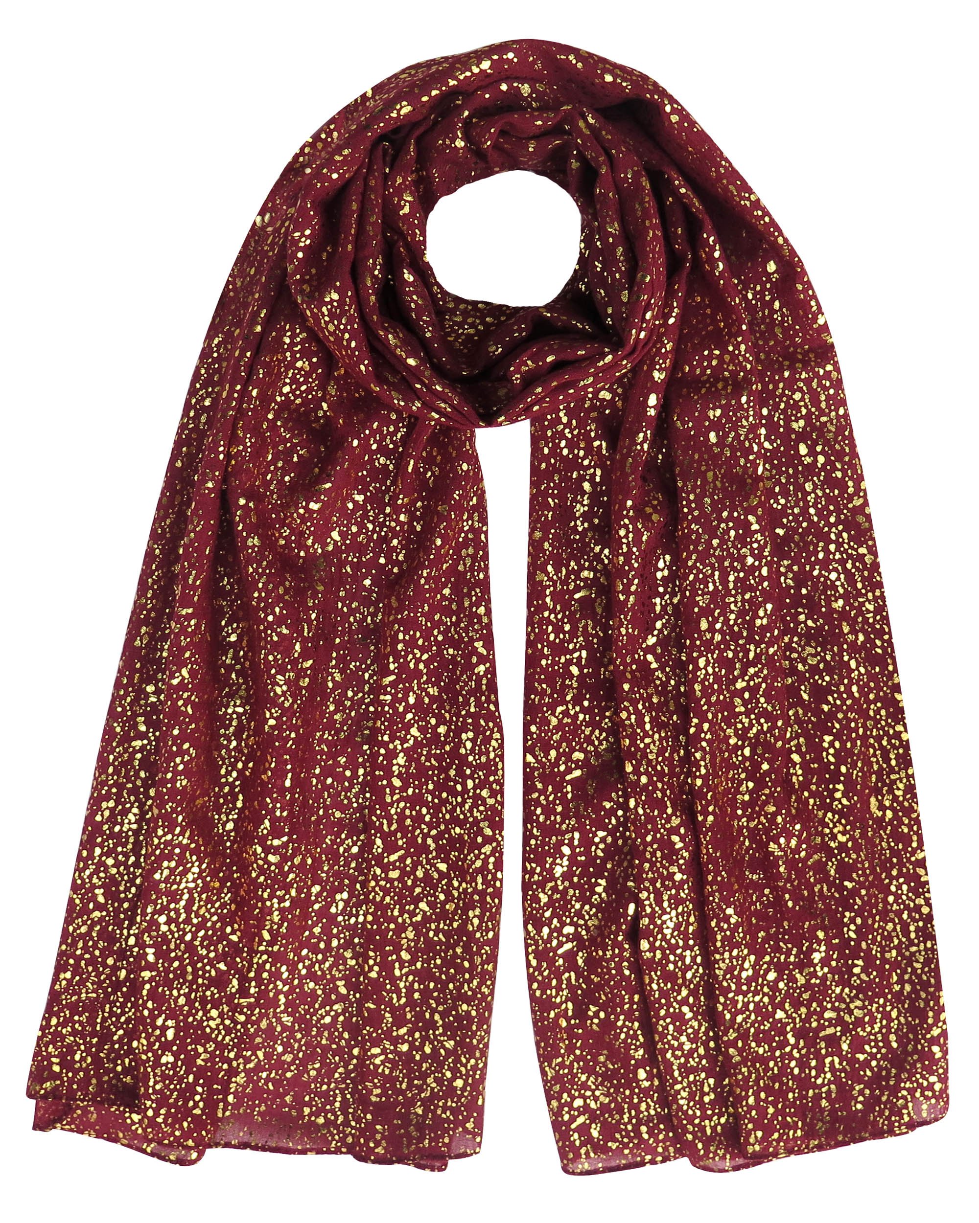 Lina & Lily Sparkle Gold Glitter Foil Hijab Head Scarf for Women (Maroon)