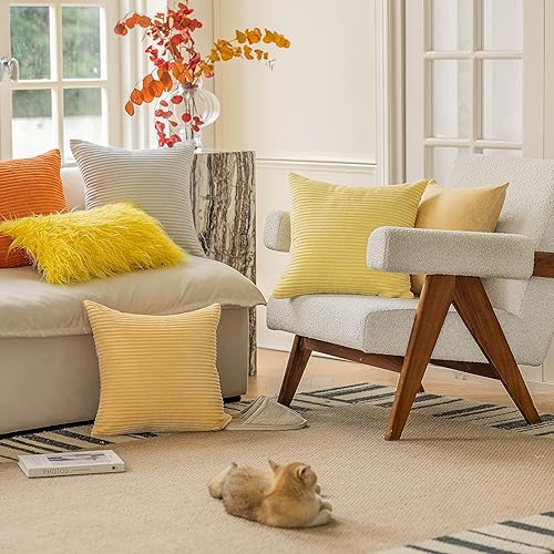 Miniatura 5 de Home Brilliant Funda de almohada de 20 x 20 pulgadas, funda de almohada suave de felpa bohemia a rayas sólidas para sofá, decoración de muebles, 20