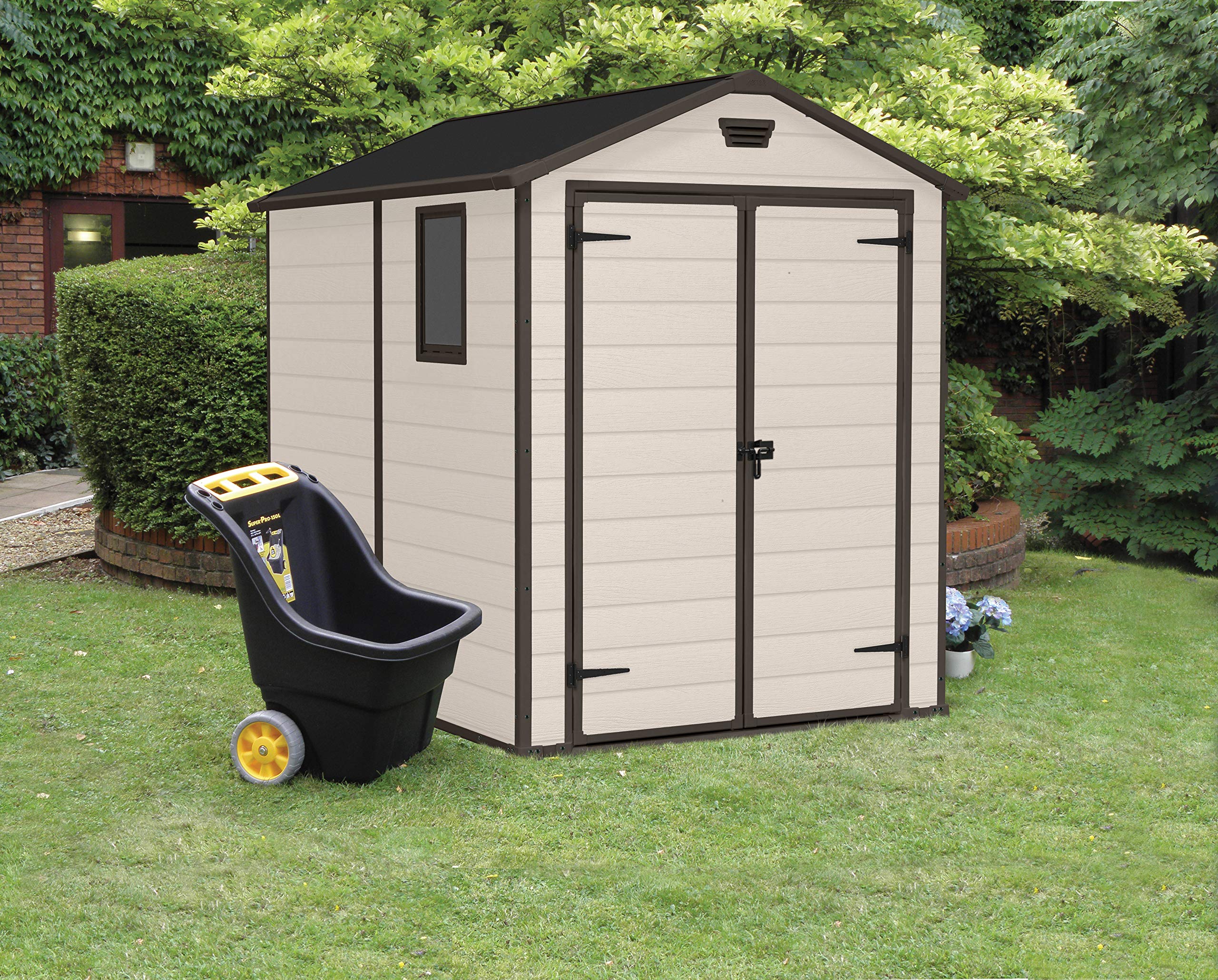 Keter Manor Outdoor Garden Storage Shed, Beige, 6 x 8 ft Buy Online in