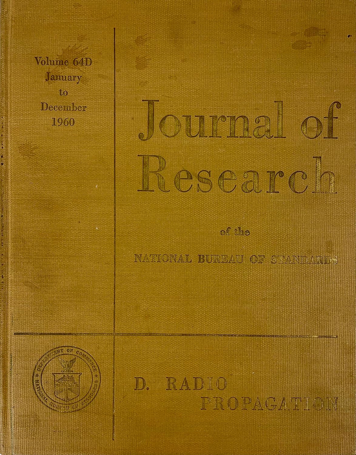 Journal of Research of National Bureau of Standards, Vol 64D, No 6