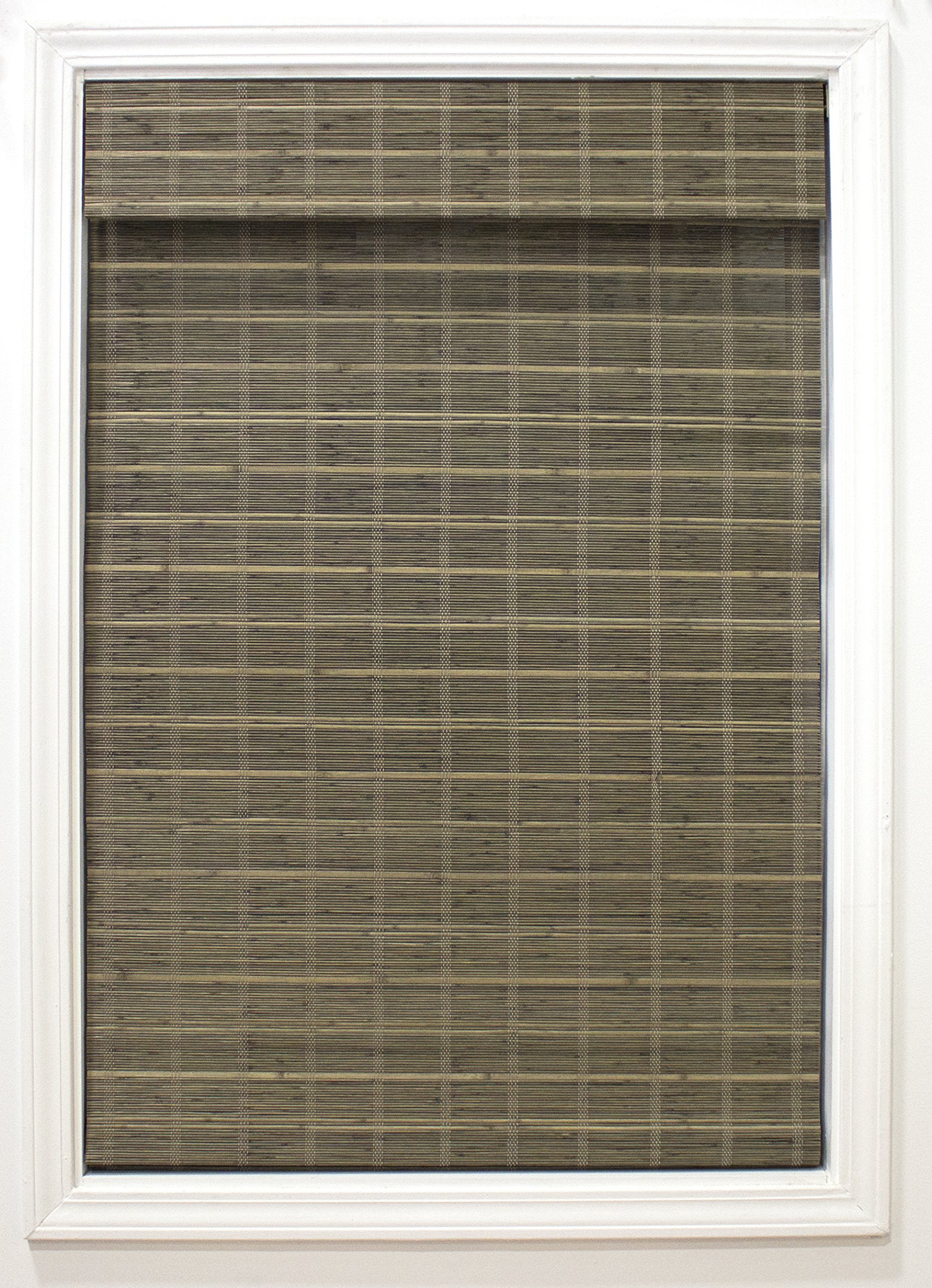 Radiance - Matchstick Outdoor Roller Shades for Porch or Patio Privacy Screen, Roll-up Bamboo Blinds for Windows, Driftwood, 34" W x 64" L